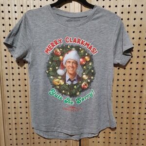 National Lampoons Christmas Vacation Merry Clarkmas Tee T Shirt Top Womens Sz‎ S